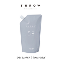 B-ex THROW Oxy 5.8% developer bottle, 1000mL container with white cap and label, used for hair coloring and bleaching.