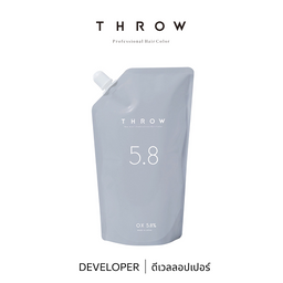 B-ex THROW Oxy 5.8% developer bottle, 1000mL container with white cap and label, used for hair coloring and bleaching.