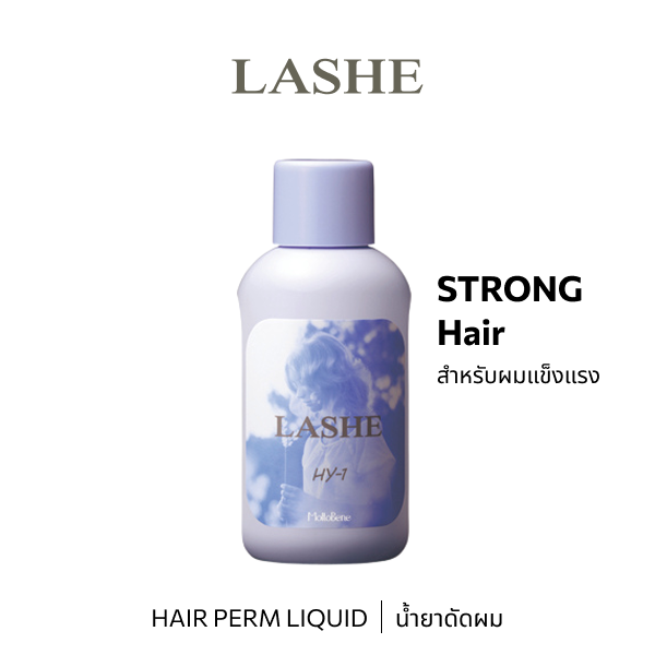 b-ex LASHE Liquid HY-1 hair perm liquid in a 400mL bottle, showing the transparent container with product label.