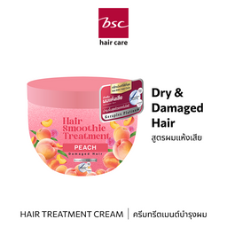 BSC Hair Care Hair Smoothie Treatment Peach 400g jar showing creamy peach-colored hair treatment cream in a jar.