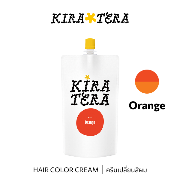 b-ex KIRATERA Orange hair color cream 400g, vibrant orange shade, creamy texture, suitable for bold hair coloring.
