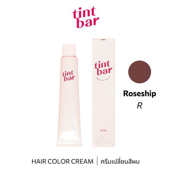 b-ex Tintbar Rosehip Hair Color Cream in 90g, showing vibrant pinkish hue and creamy texture in the tube.