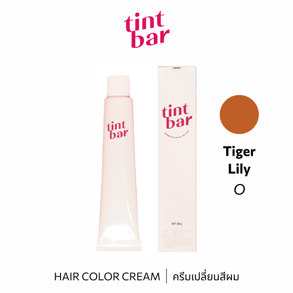 b-ex Tintbar Tiger Lily hair color cream in 90g, vibrant orange-red shade, shown in the tint bar packaging with a bright, warm tone.