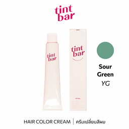 B-ex Tintbar Sour Green hair color cream in 90g tube, vibrant green shade with creamy texture for bold hair coloring.