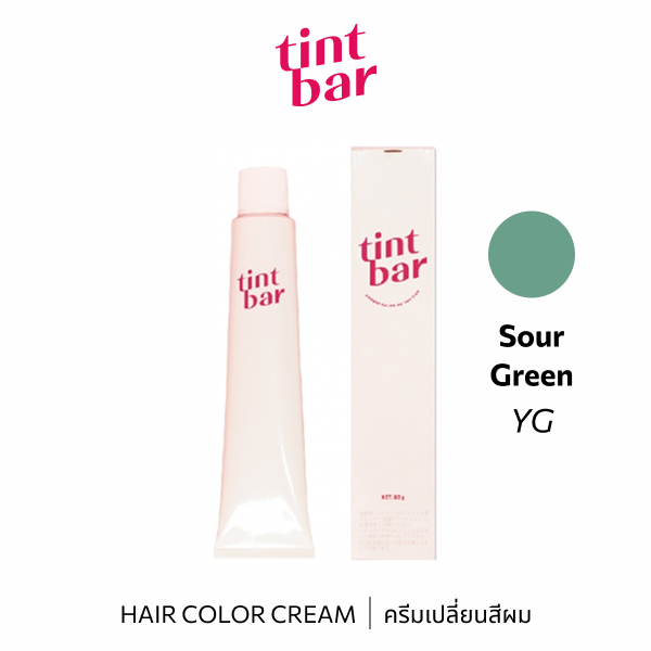 B-ex Tintbar Sour Green hair color cream in 90g tube, vibrant green shade with creamy texture for bold hair coloring.