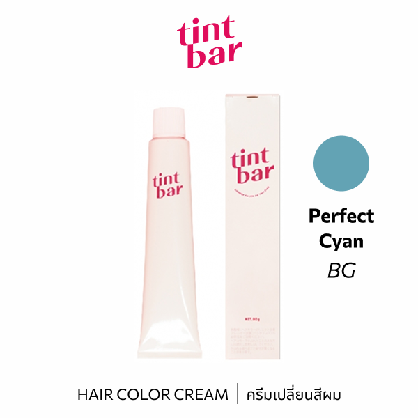 b-ex Tintbar Perfect Cyan hair color cream in 90g tube, vibrant turquoise shade for bold hair coloring.
